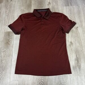 Lululemon Polo Shirt Mens Medium Rust Red Performance Short Sleeve Golf